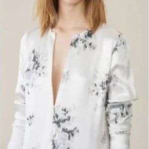 GANNI New 38 8 M Runway Cameron Floral-print Satin Maxi Dress in Egret